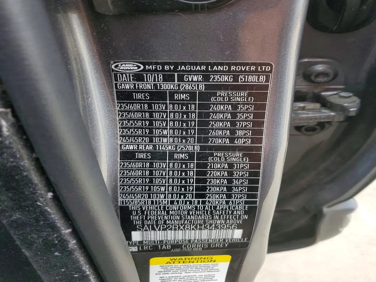 2019 Land Rover Range Rover Evoque SE