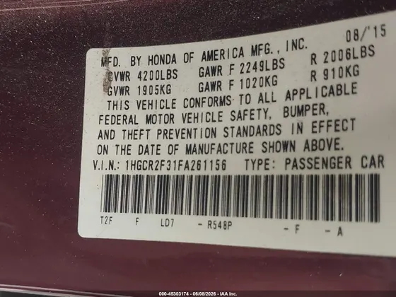 2015 Honda Accord Sedan LX