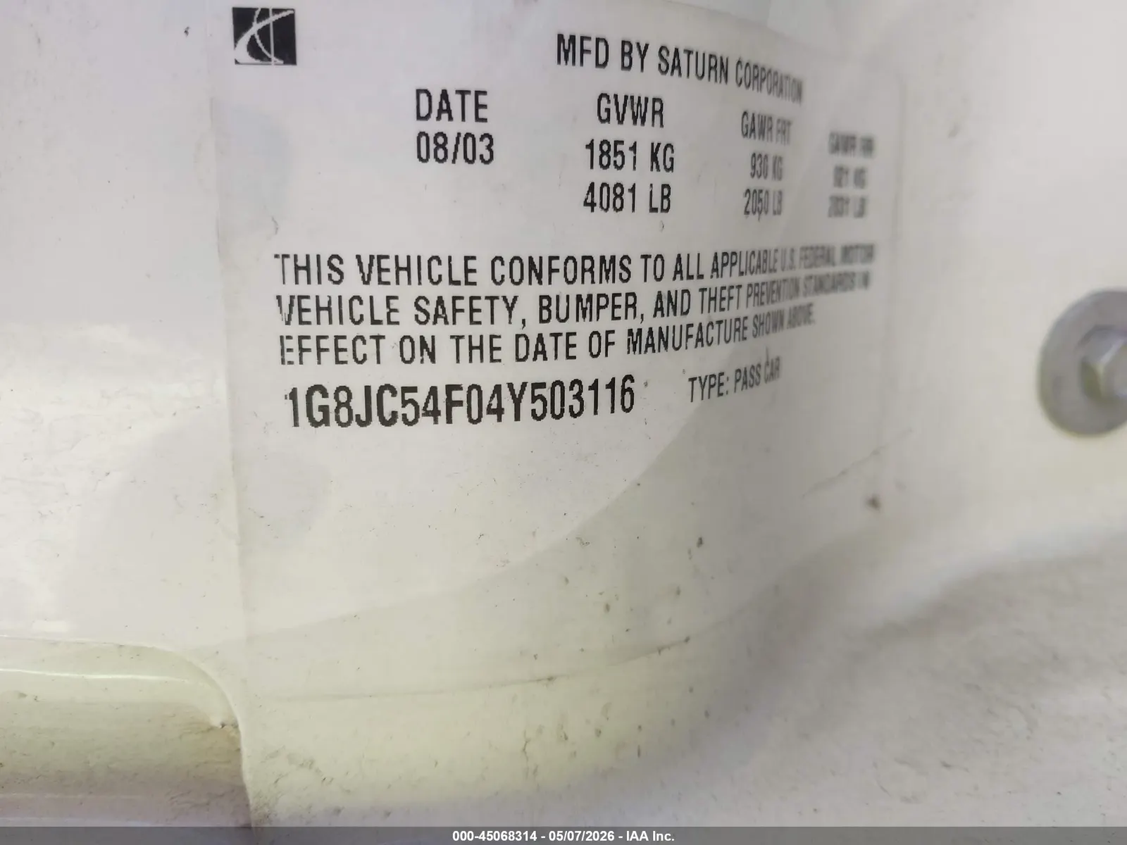 2004 Saturn L-Series L300 1