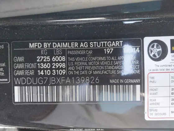 2015 Mercedes-Benz S-Class S 63 AMG