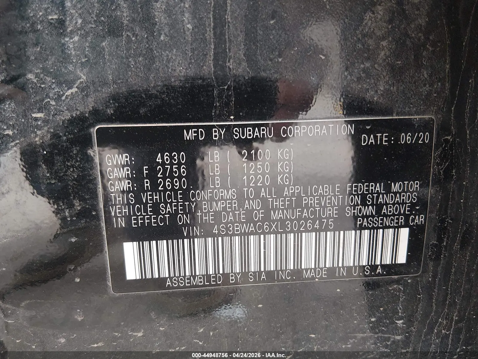 2020 Subaru Legacy Premium