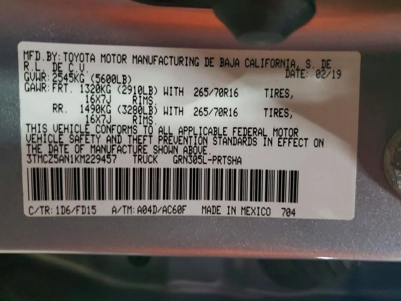 2019 Toyota Tacoma 4WD TRD Off Road