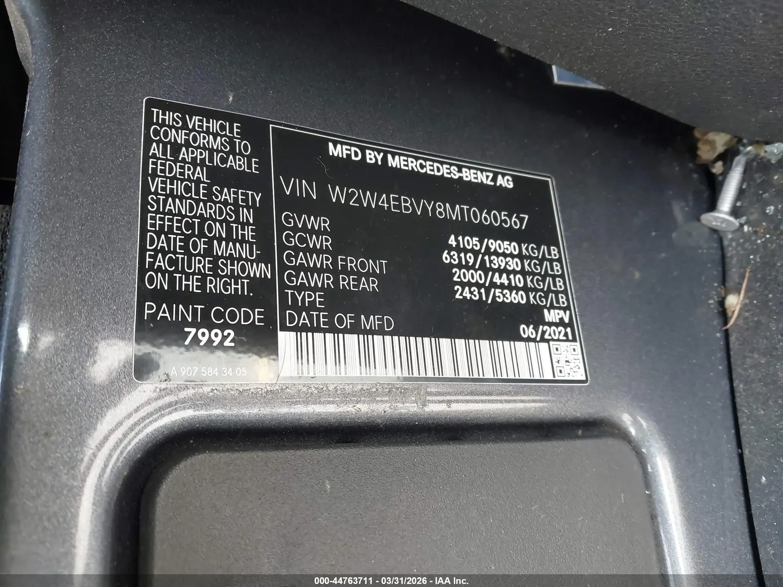 2021 Freightliner SPRINTER STANDARD ROOF V6
