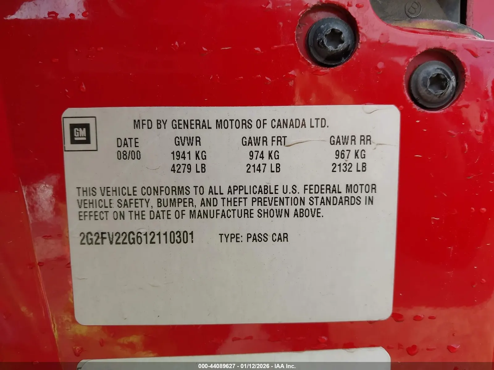 2001 Pontiac Firebird Formula