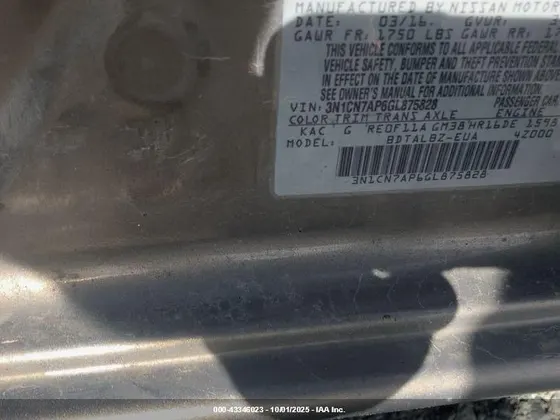 2016 Nissan Versa S Plus