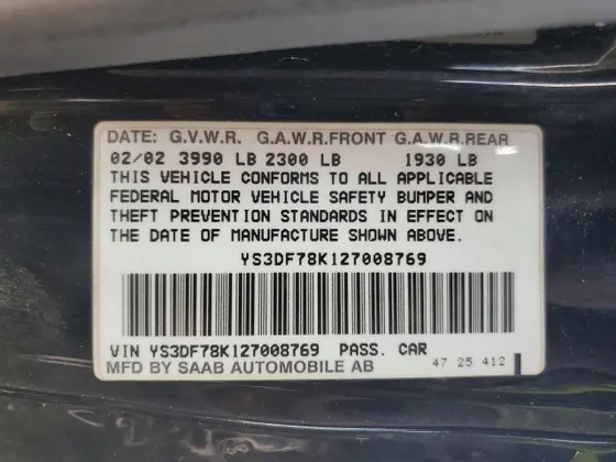 2002 Saab 9-3 SE
