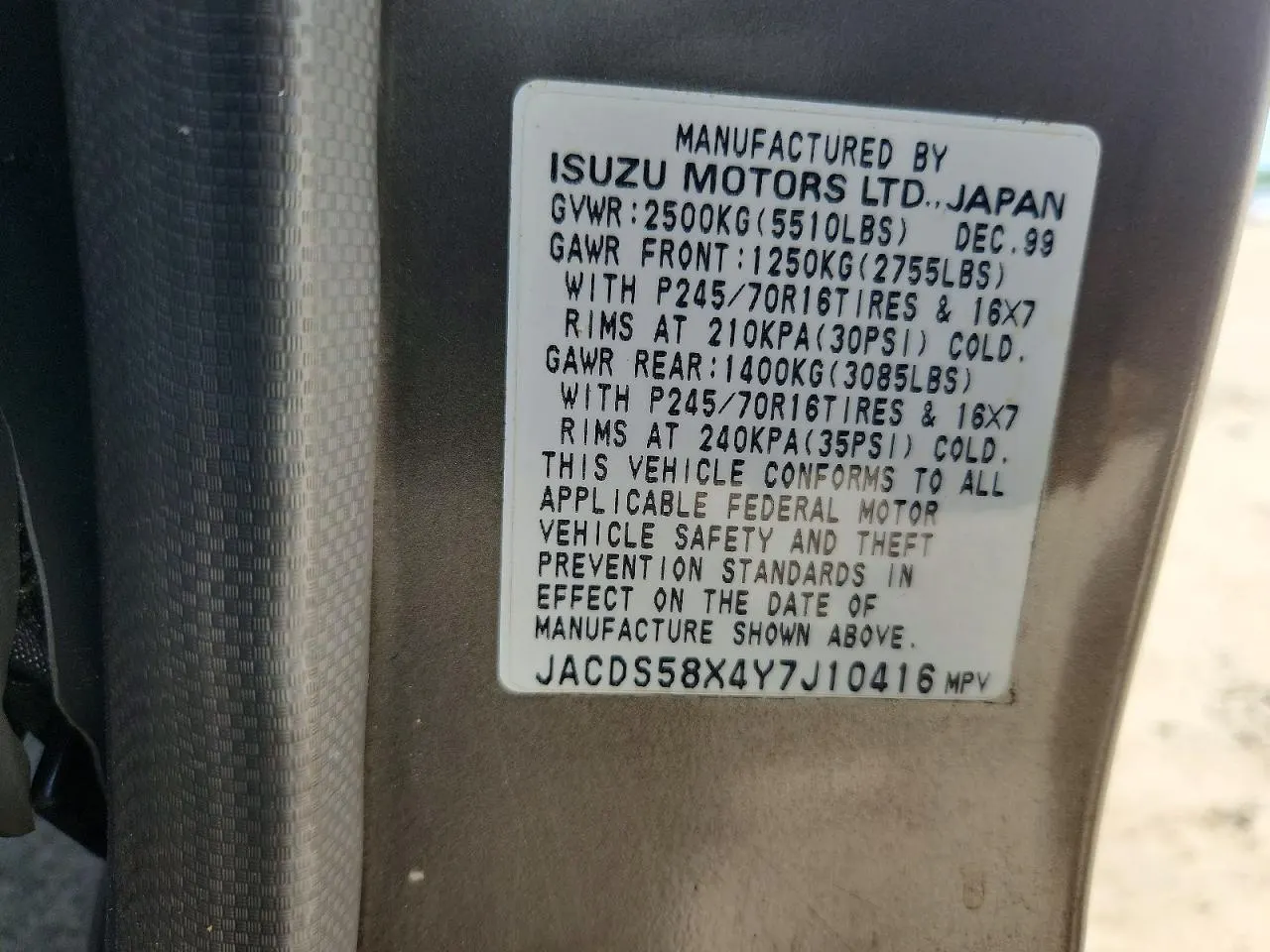 2000 Isuzu Trooper S