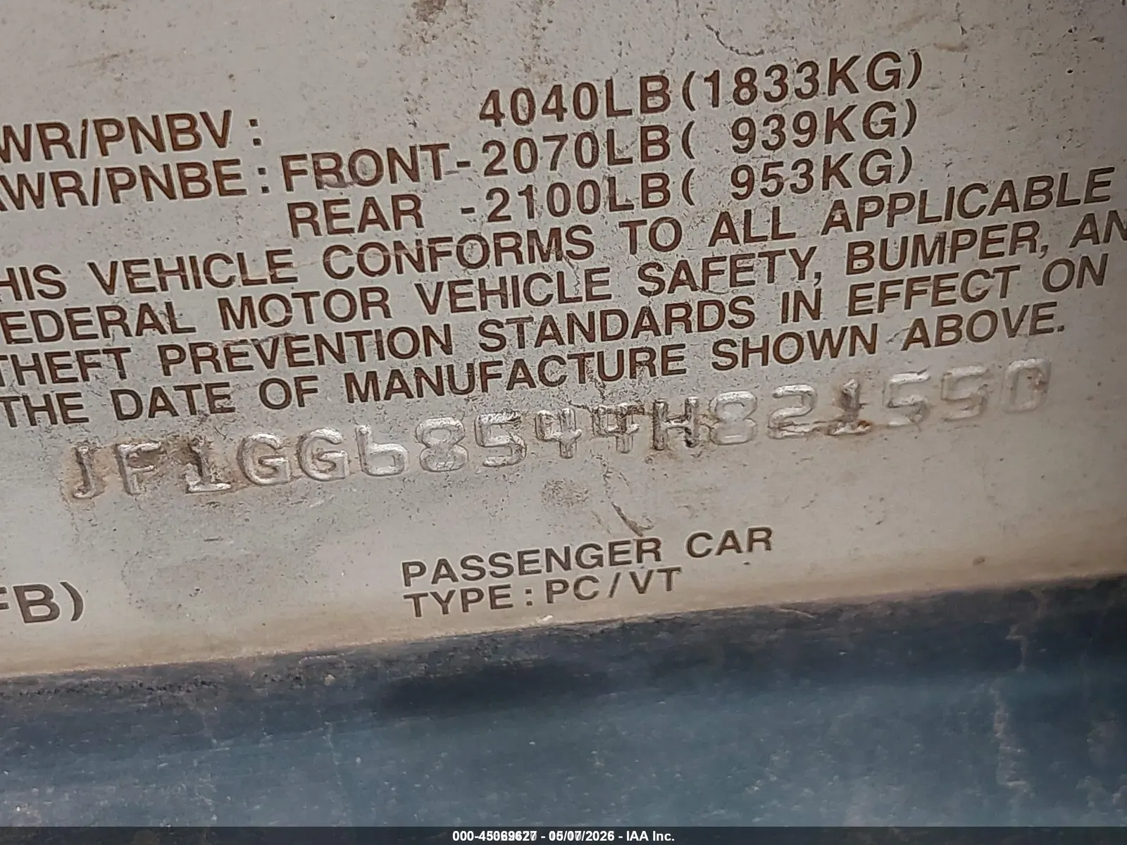 2004 Subaru Impreza Wagon (Natl) Outback Sport