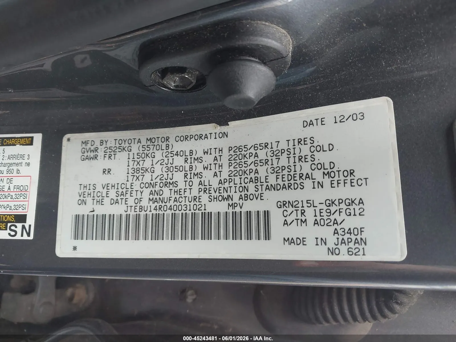 2004 Toyota 4Runner SR5