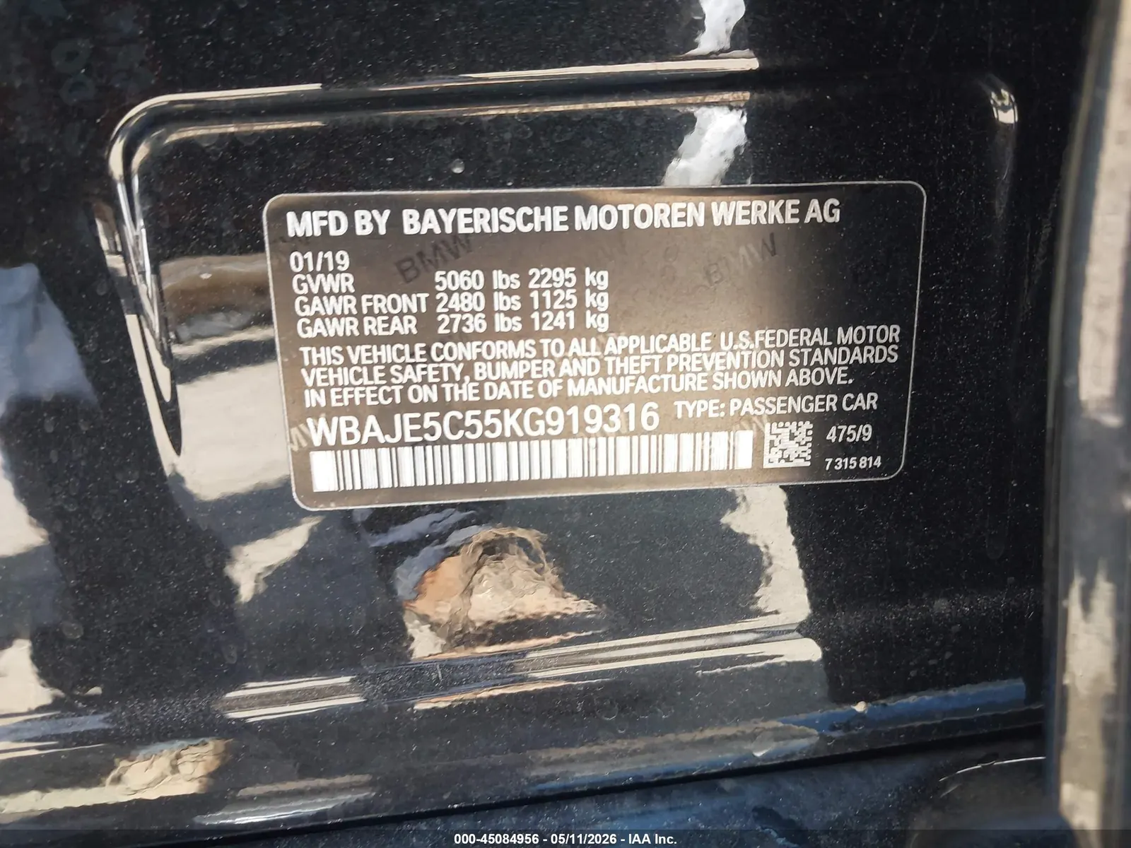 2019 BMW 5 Series 540i