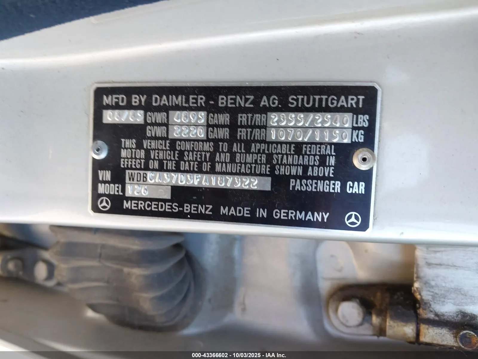 1985 Mercedes-Benz 500 Series 500SEL