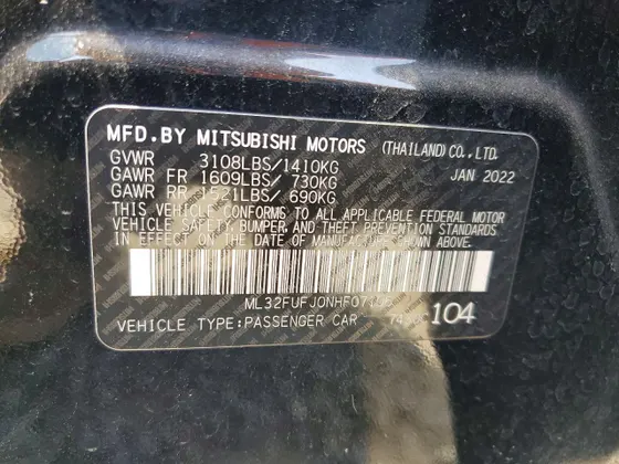 2022 Mitsubishi Mirage G4 ES