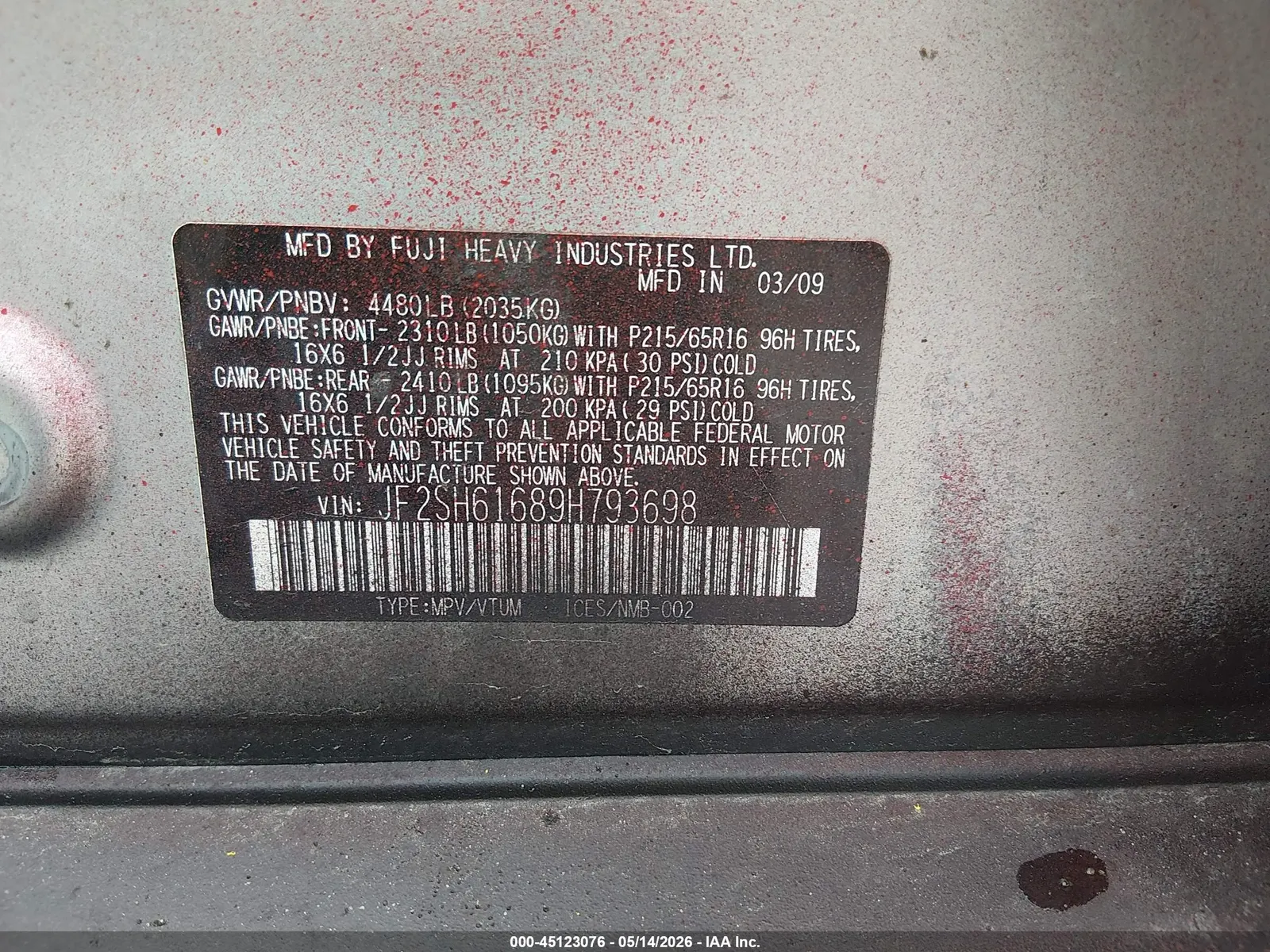 2009 Subaru Forester (Natl) X