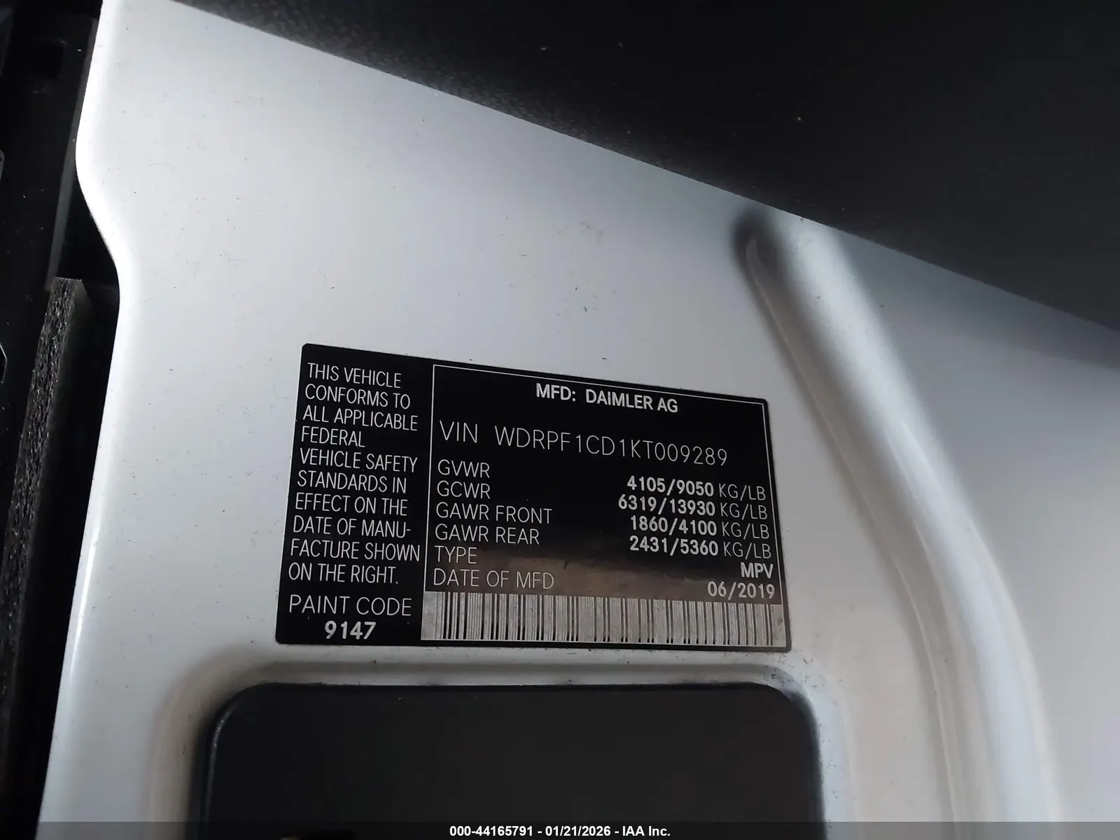 2019 Freightliner SPRINTER HIGH ROOF V6
