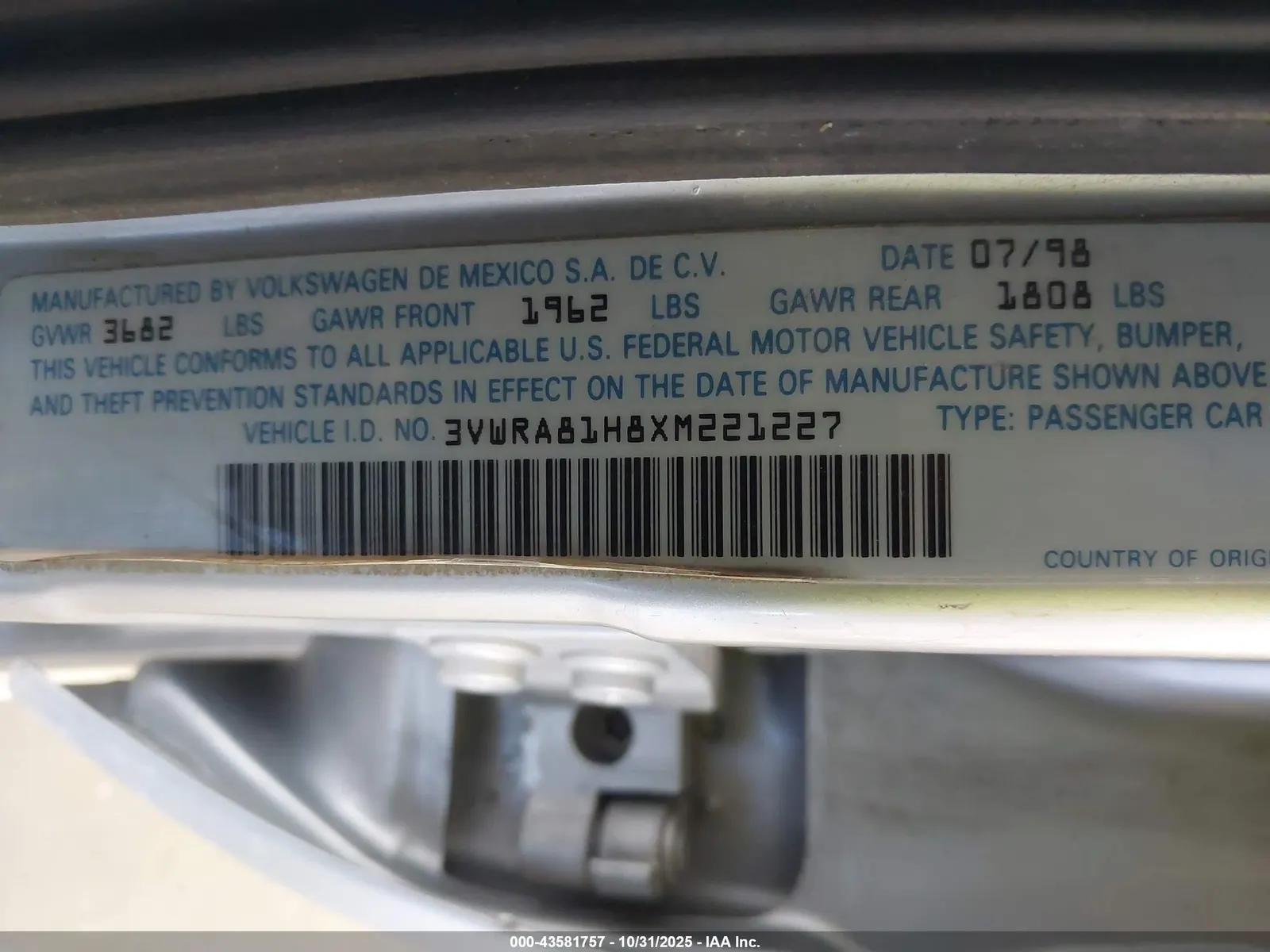 1999 Volkswagen Jetta GL