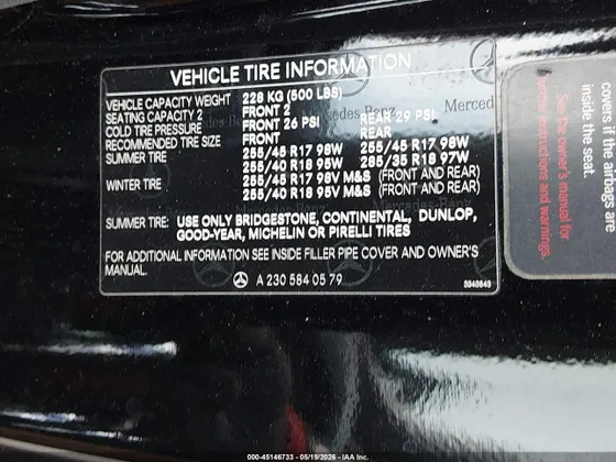2005 Mercedes-Benz SL-Class 5.0L