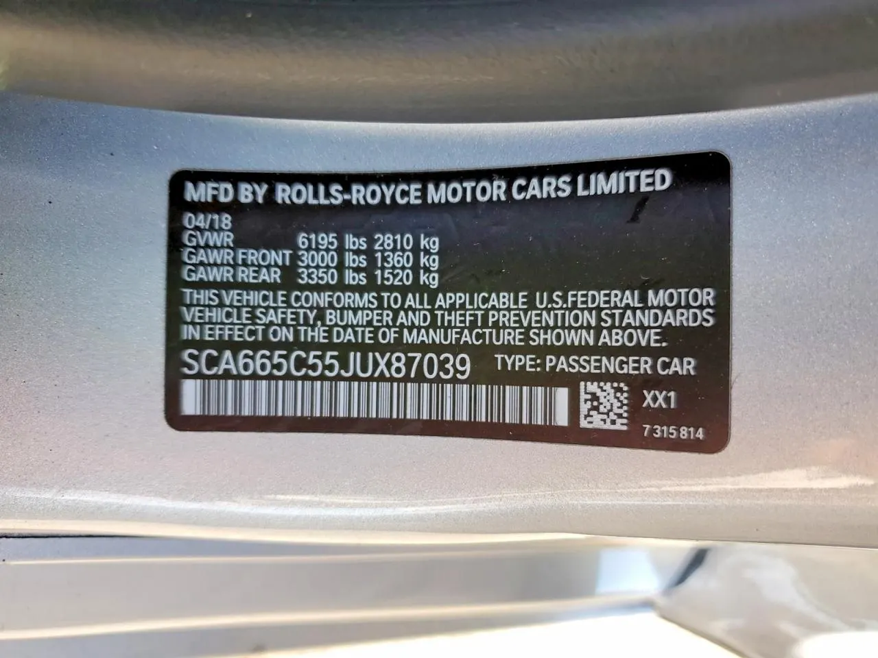 2018 Rolls-Royce Wraith