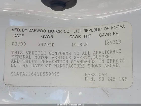 2000 Daewoo LANOS S