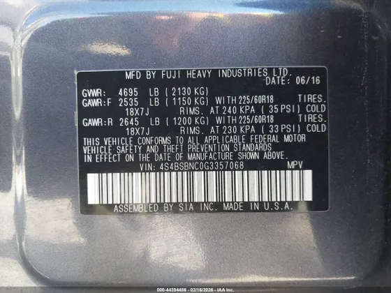 2016 Subaru Outback 2.5i Limited