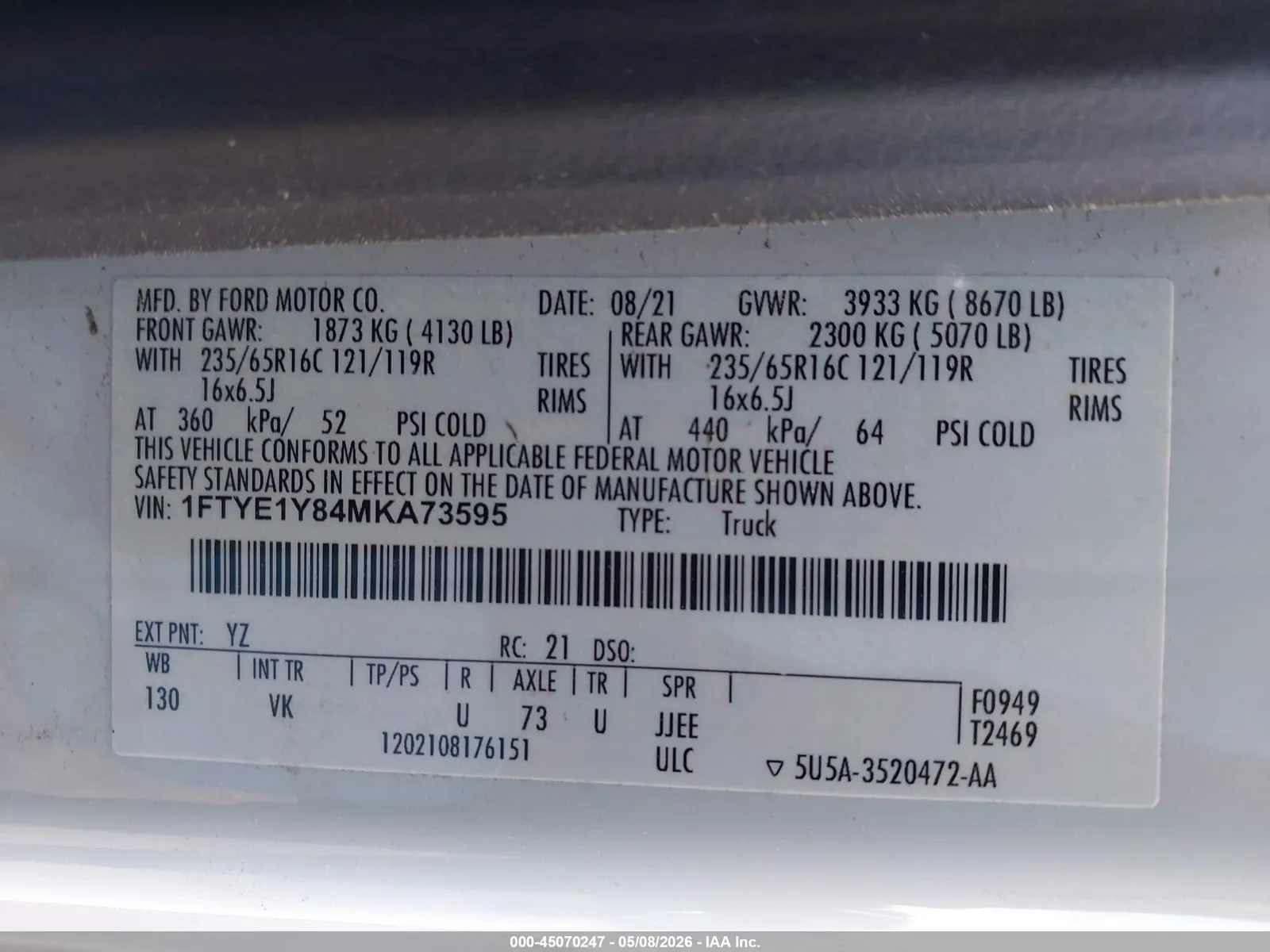 2021 Ford Transit Cargo Van