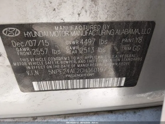 2016 Hyundai Sonata 2.4L SE