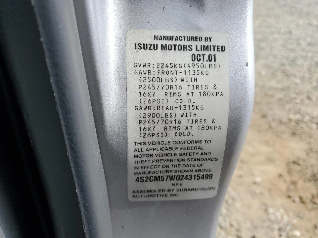 2002 Isuzu Rodeo Sport SPORT