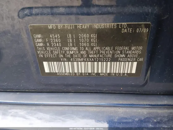 2010 Subaru Legacy GT Limited Moon