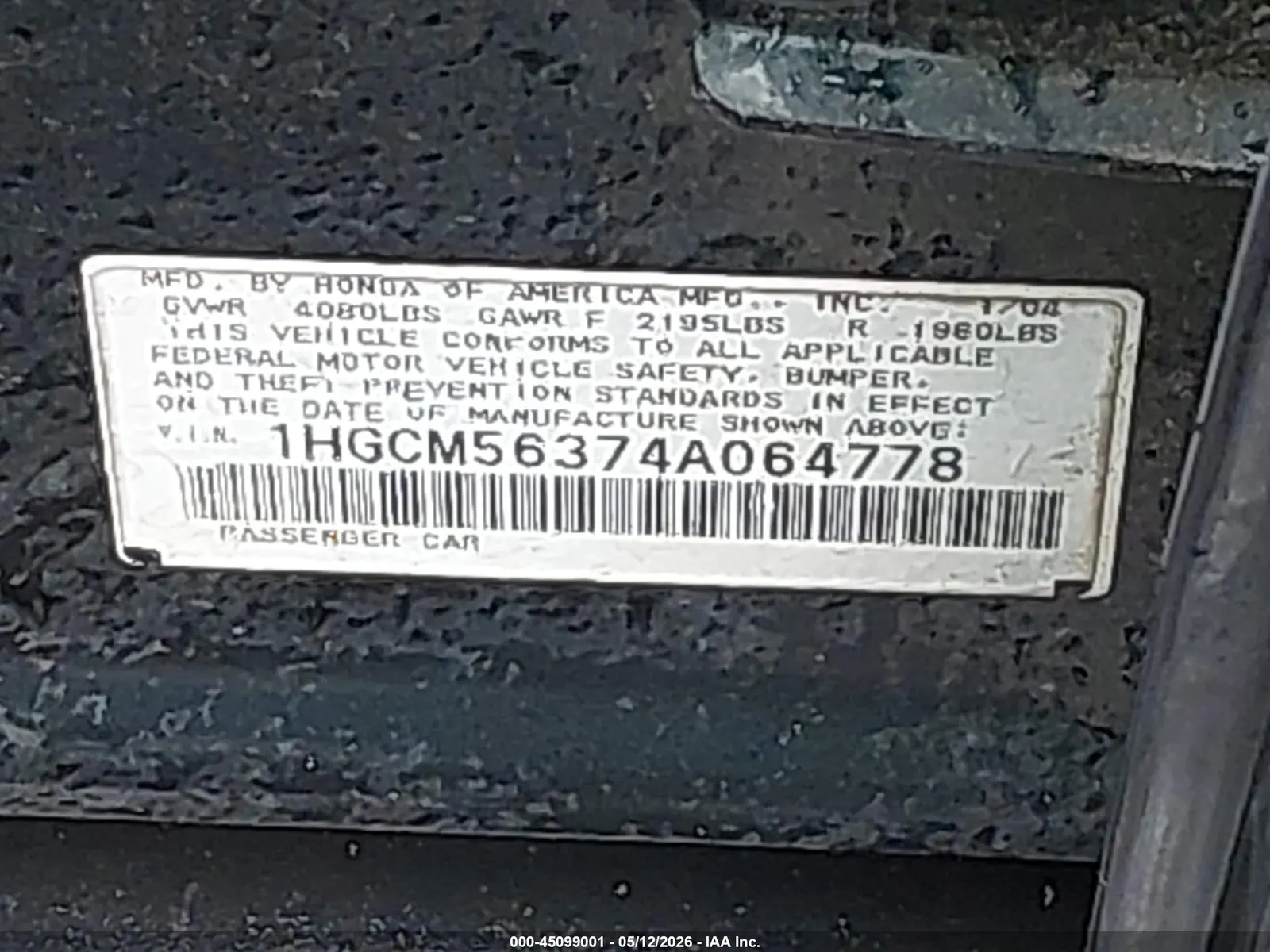 2004 Honda Accord Sdn LX