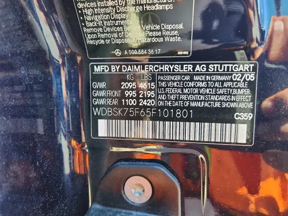 2005 Mercedes-Benz SL-Class 5.0L