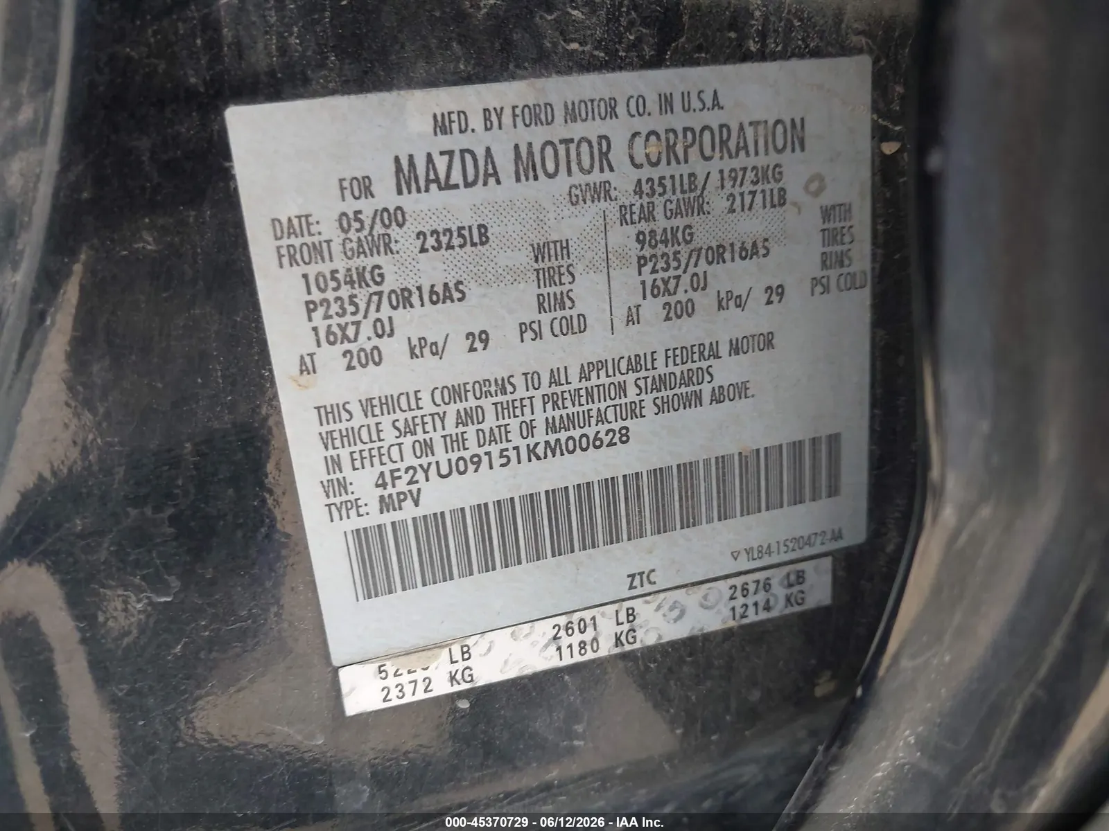 2001 Mazda Tribute LX