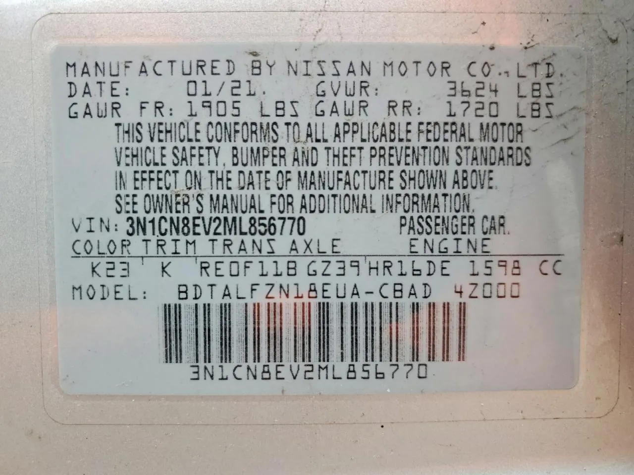 2021 Nissan Versa SV