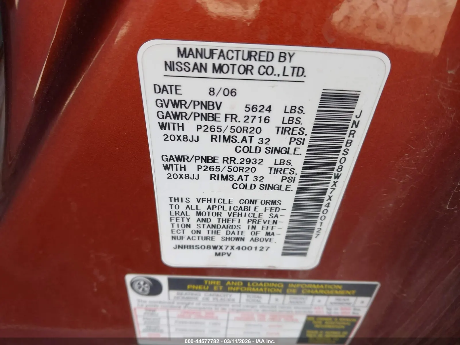 2007 INFINITI FX45