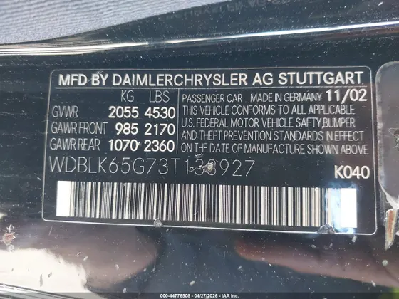 2003 Mercedes-Benz CLK-Class 3.2L