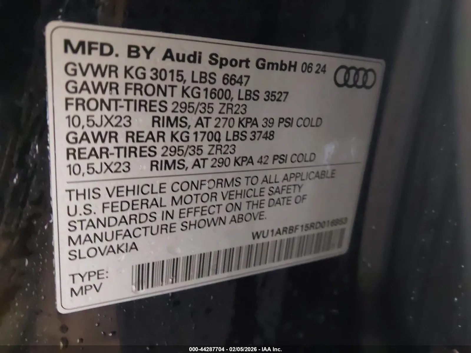 2024 Audi RS Q8 TFSI QUATTRO TIPTRONIC