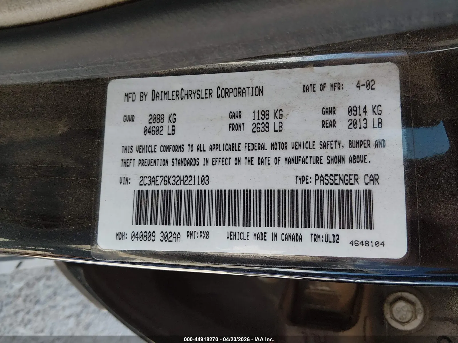 2002 Chrysler 300M Special
