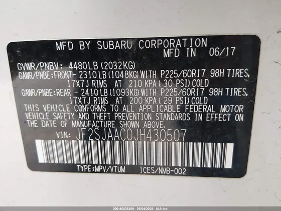 2018 Subaru Forester 2.5I