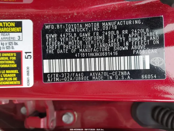 2019 Toyota Camry SE