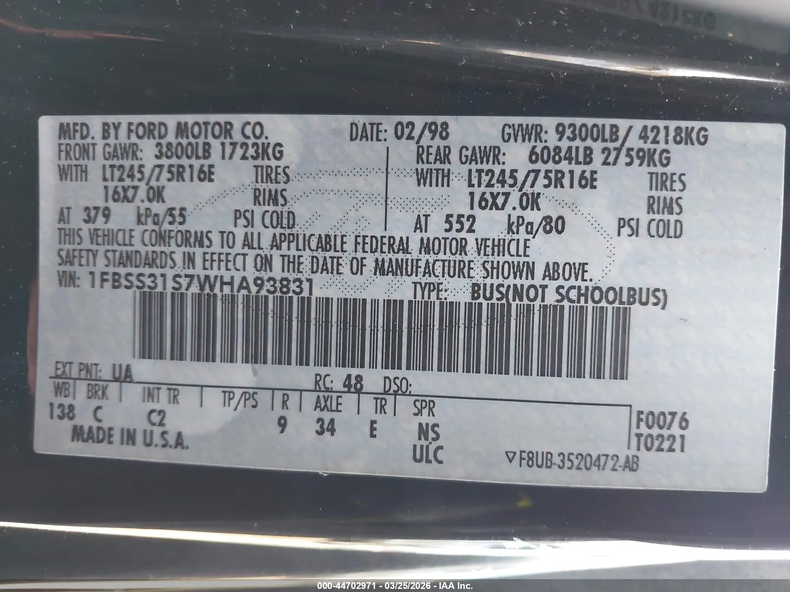 1998 Ford Club Wagon XL