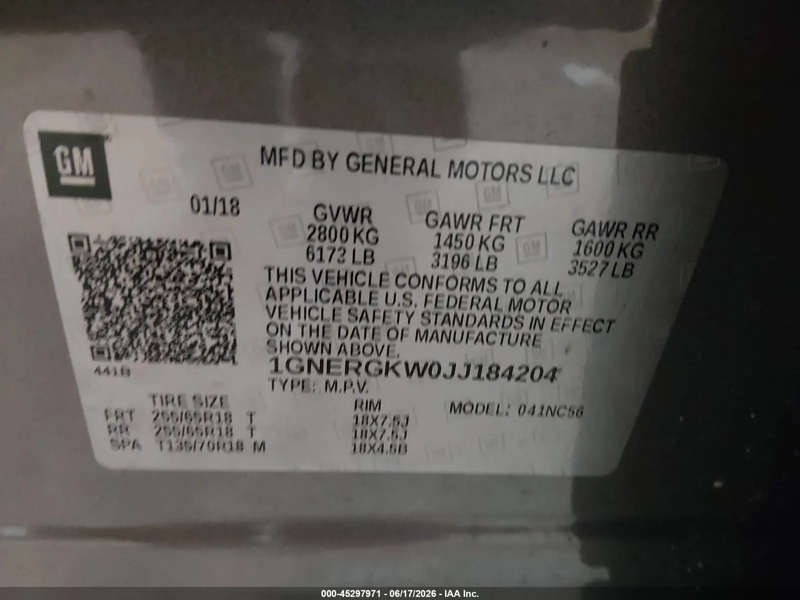 2018 Chevrolet Traverse LT Cloth
