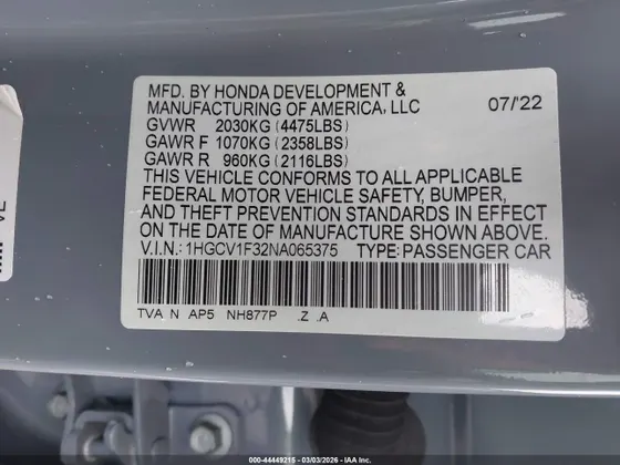 2022 Honda Accord Sedan Sport