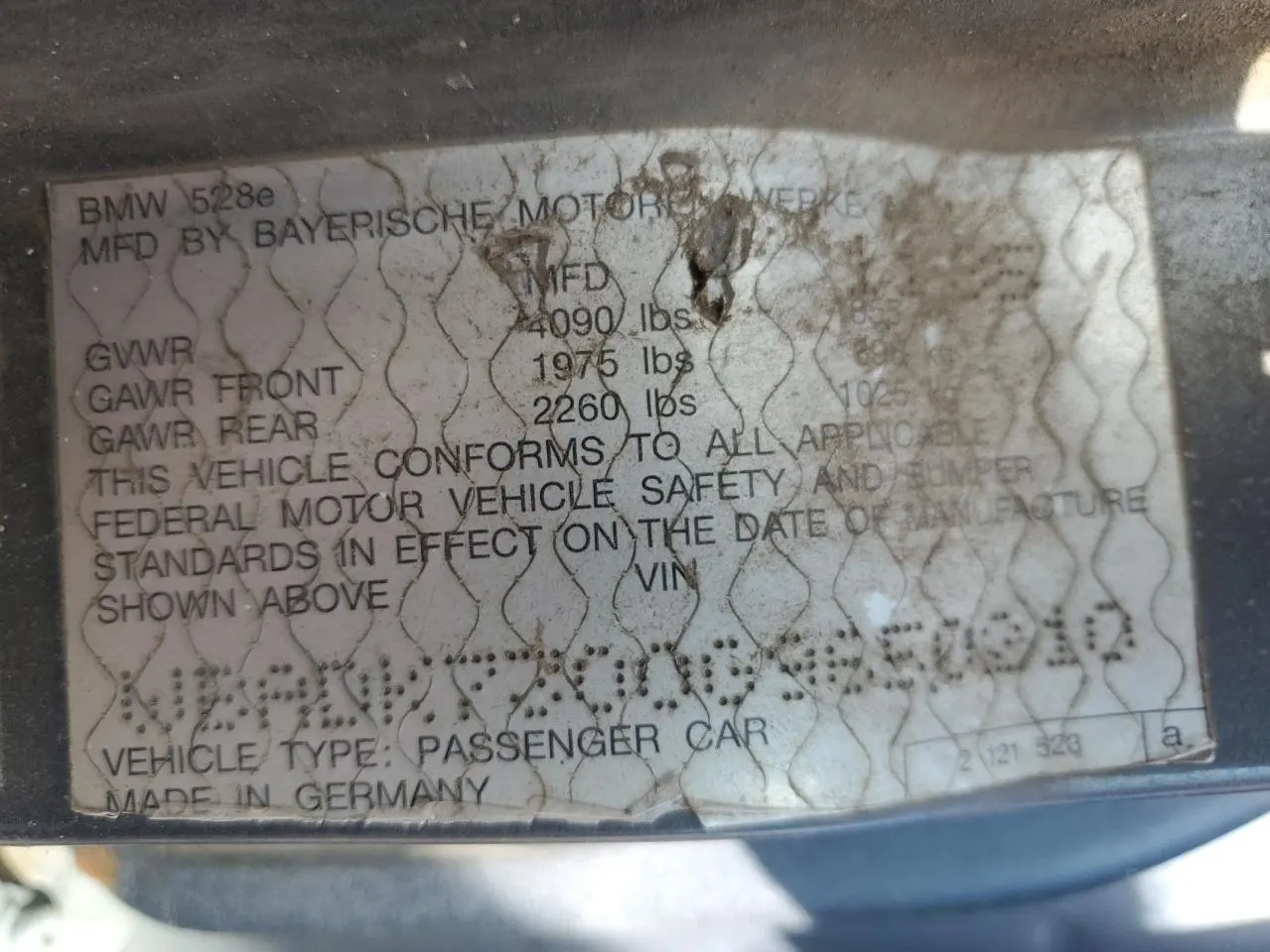 1986 BMW 528 - 533 - 633 - 733 528E
