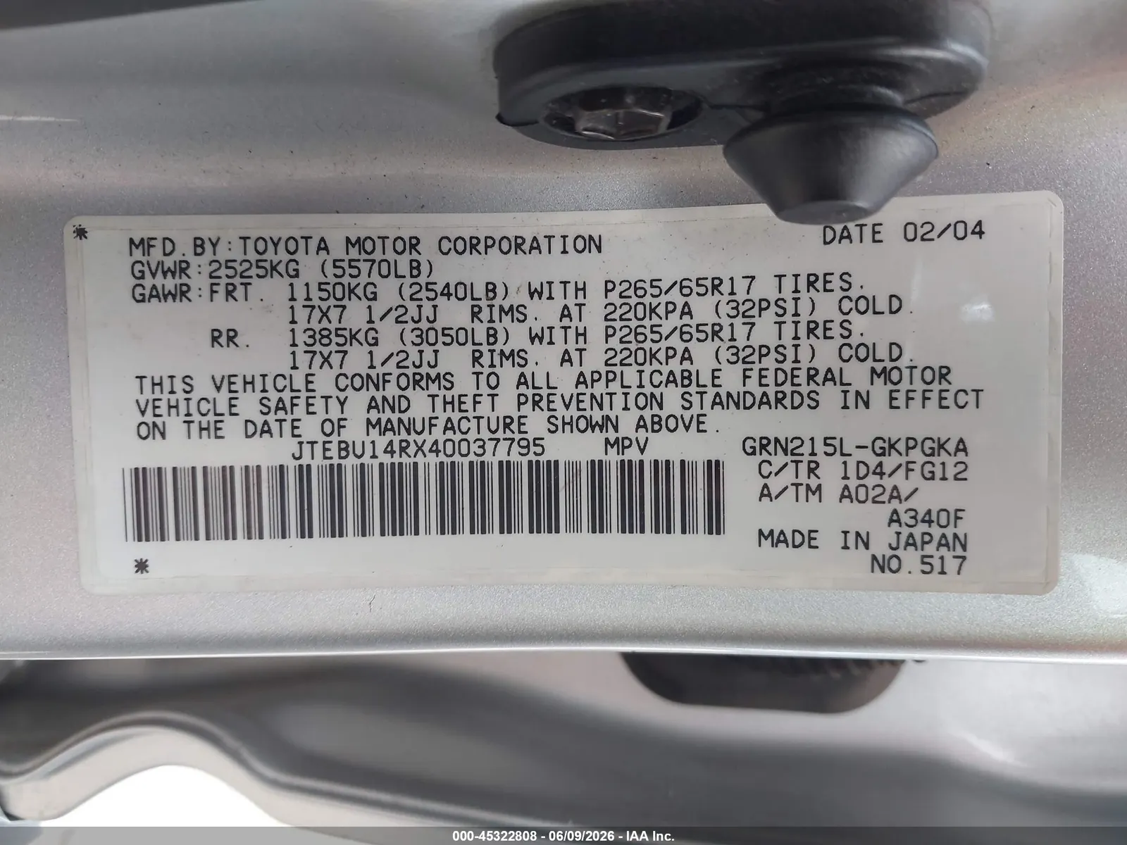 2004 Toyota 4Runner SR5