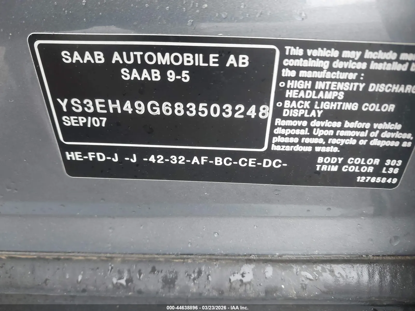 2008 Saab 9-5 Aero
