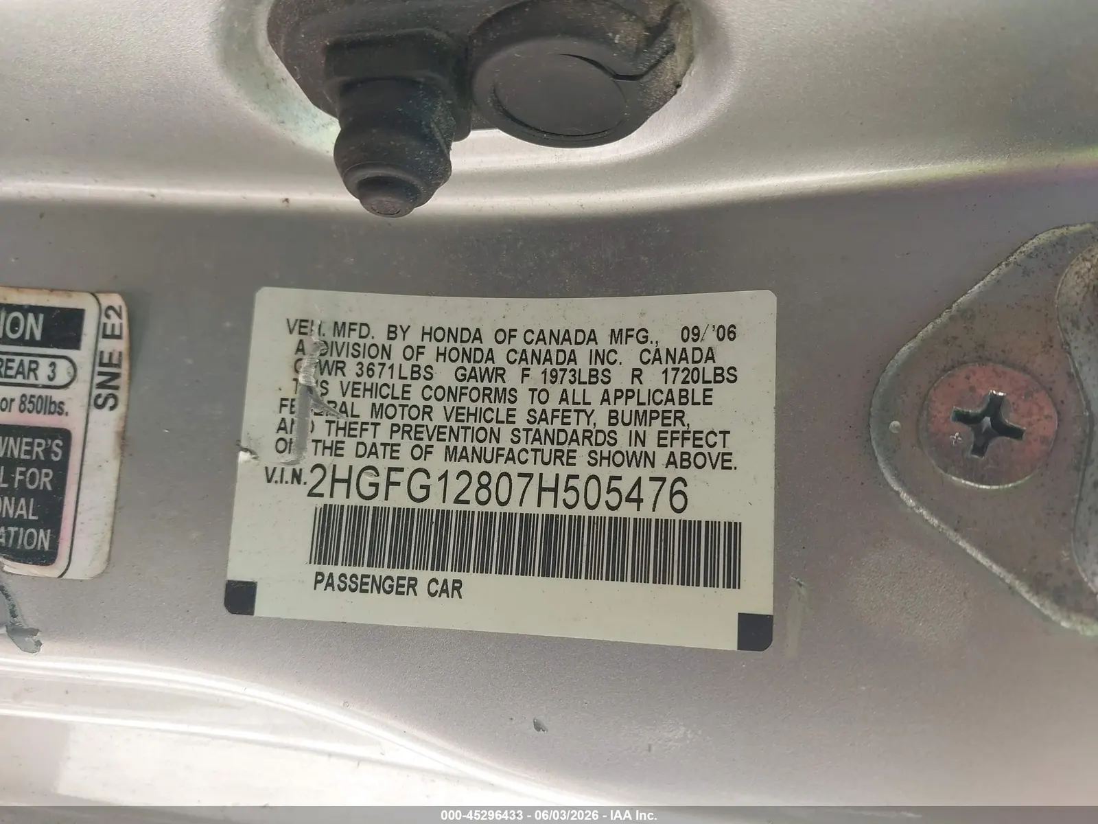 2007 Honda Civic Cpe EX