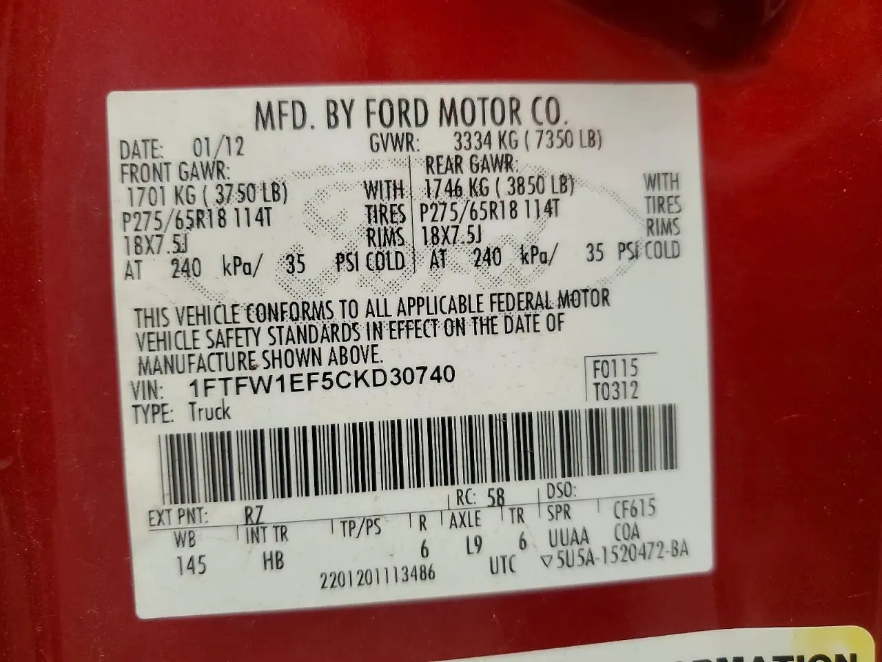 2012 Ford F-150 FX4