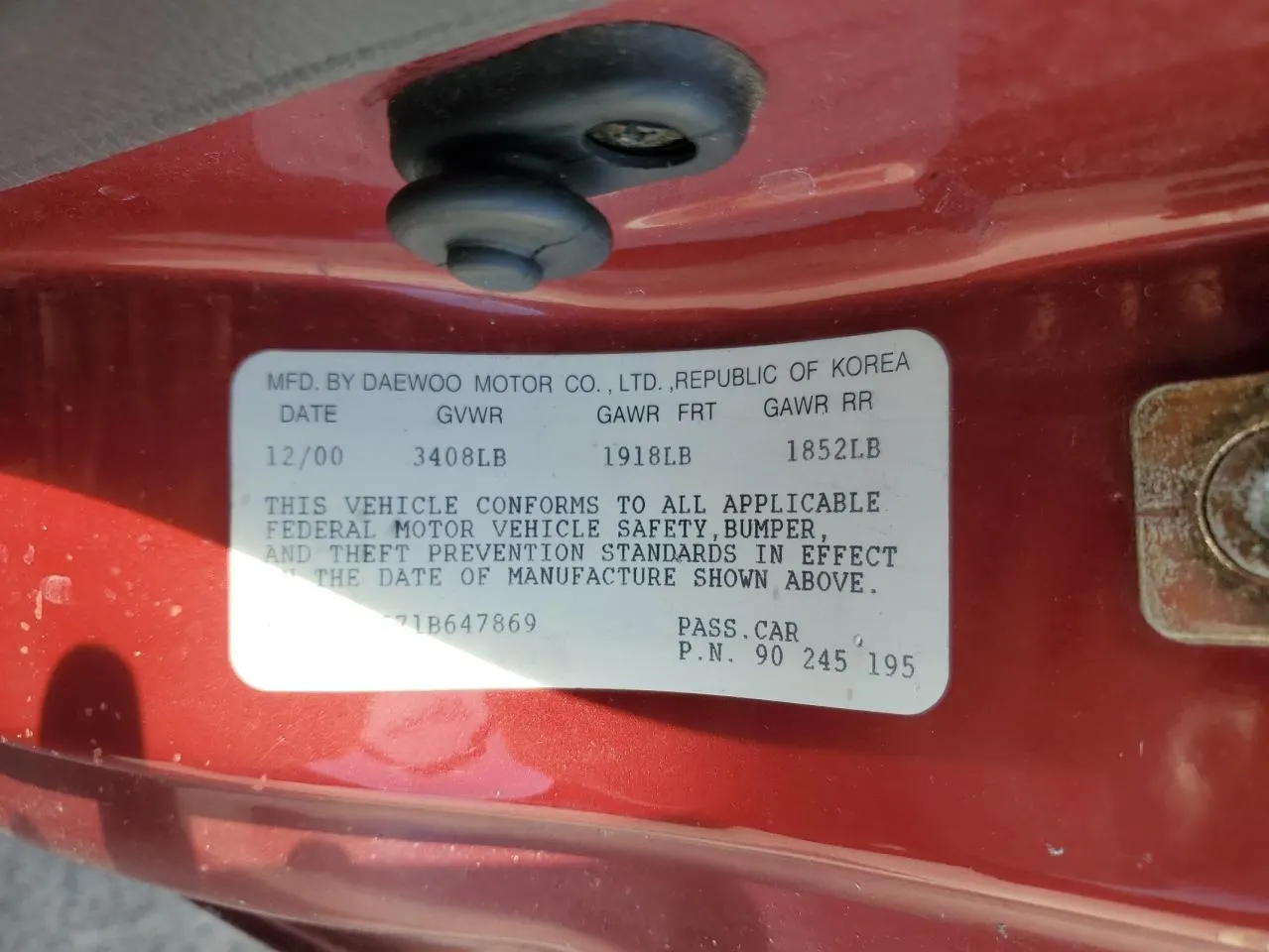 2001 Daewoo LANOS S