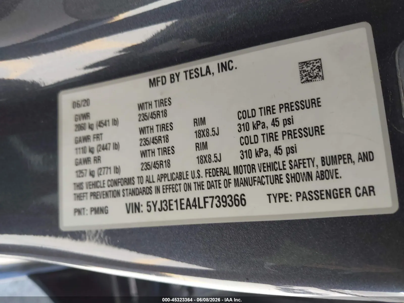 2020 Tesla Model 3 Standard Range Plus