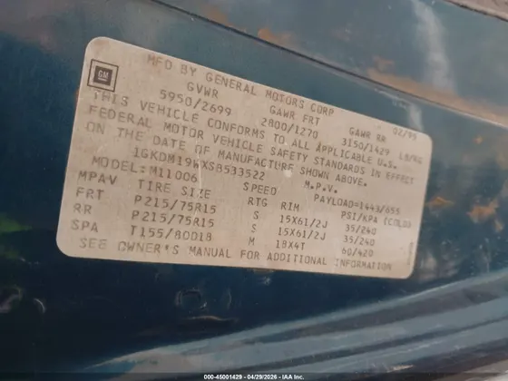 1995 GMC Safari Passenger XT
