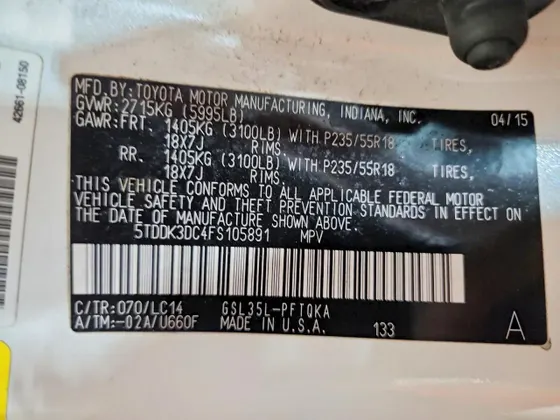2015 Toyota Sienna Ltd Premium