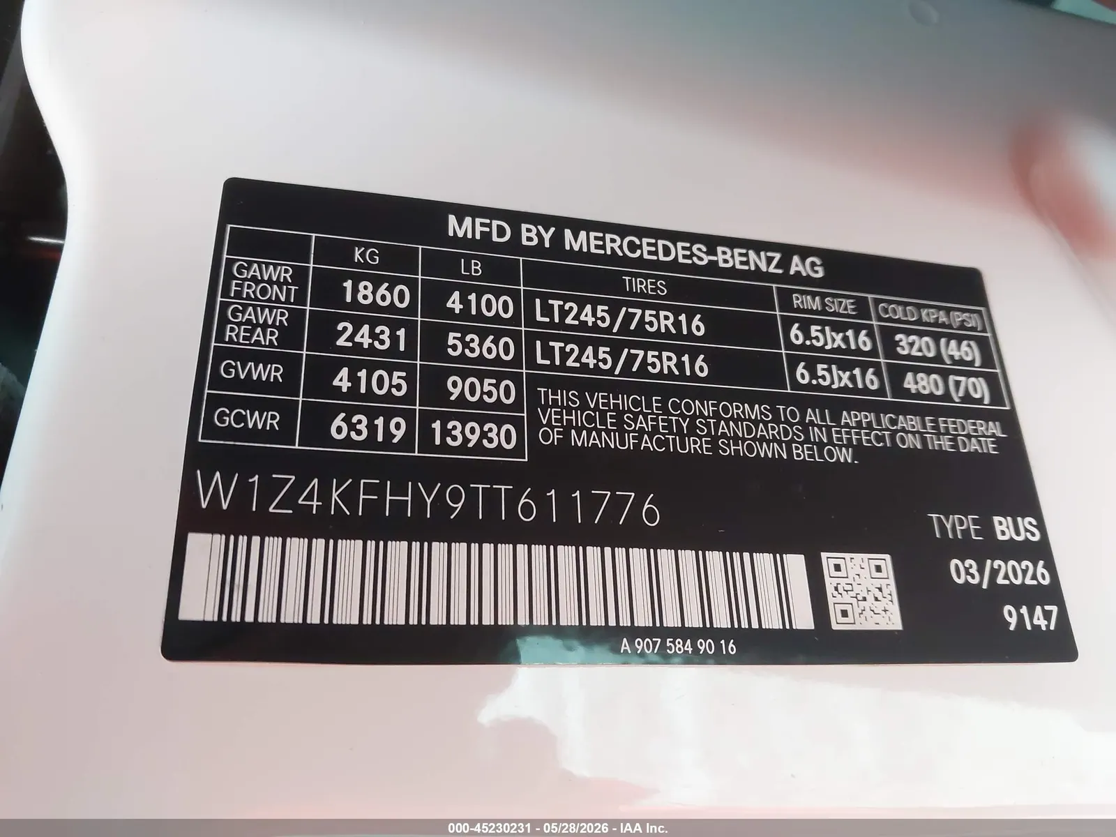 2026 Mercedes-Benz Sprinter Passenger Van STANDARD ROOF 4-CYL DIESEL